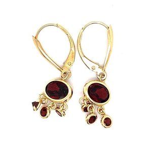 14k Dangle Garnet Earrings